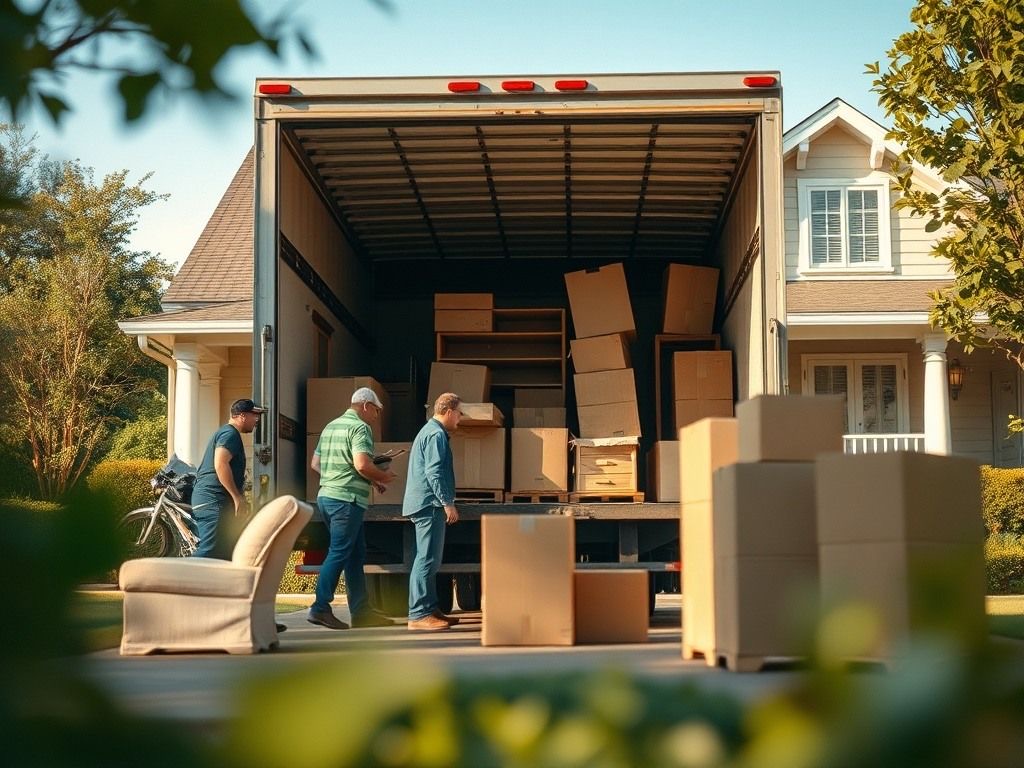 Moving truck and boxes